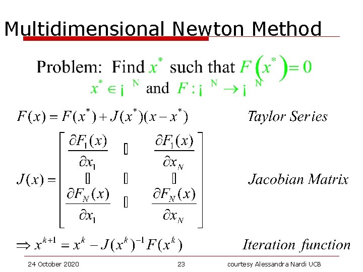 Multidimensional Newton Method 24 October 2020 23 courtesy Alessandra Nardi UCB 