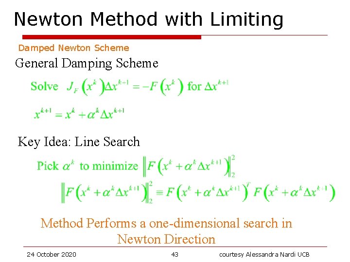 Newton Method with Limiting Damped Newton Scheme General Damping Scheme Key Idea: Line Search