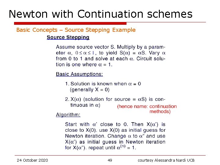 Newton with Continuation schemes Basic Concepts – Source Stepping Example 24 October 2020 49