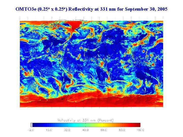 OMTO 3 e (0. 25 o x 0. 25 o) Reflectivity at 331 nm OMTO 3 e (0. 25 o x 0. 25 o) Reflectivity at 331 nm