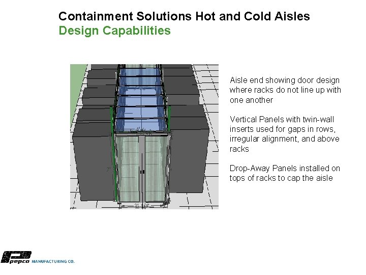 Containment Solutions Hot and Cold Aisles Design Capabilities Aisle end showing door design where