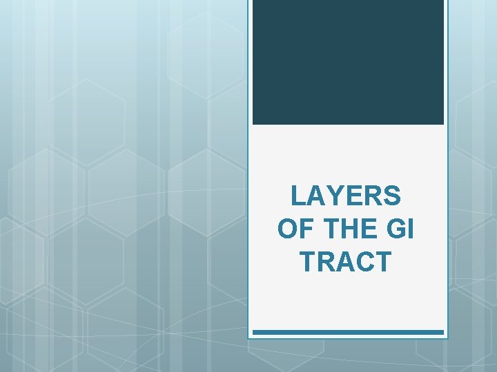 LAYERS OF THE GI TRACT 