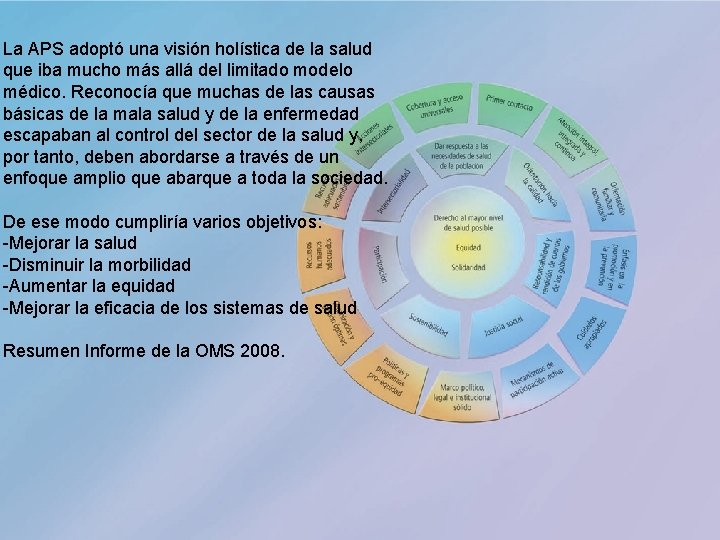 La APS adoptó una visión holística de la salud que iba mucho más allá