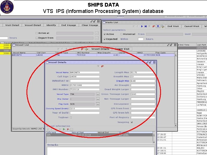 SHIPS DATA VTS IPS (Information Processing System) database 