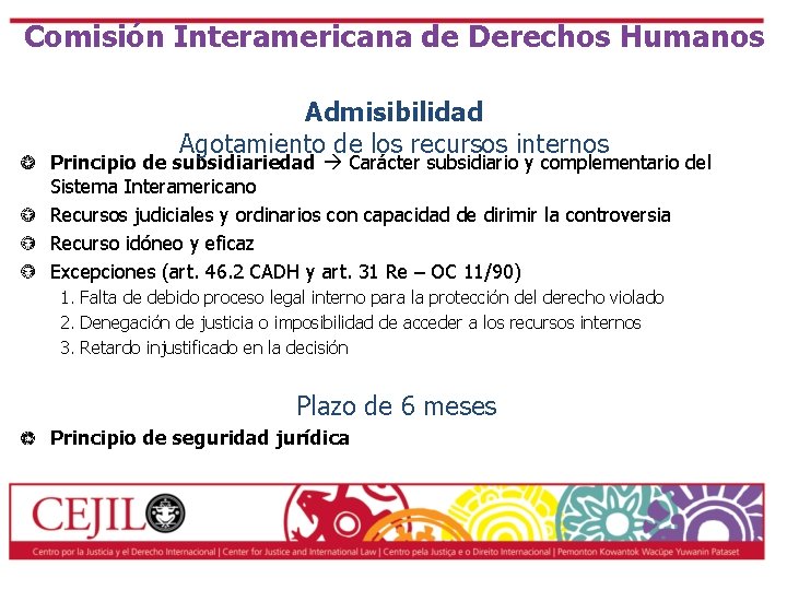 Comisión Interamericana de Derechos Humanos Admisibilidad Agotamiento de los recursos internos Principio de subsidiariedad