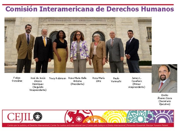 Comisión Interamericana de Derechos Humanos La composición actual CIDH Felipe González José de Jesús