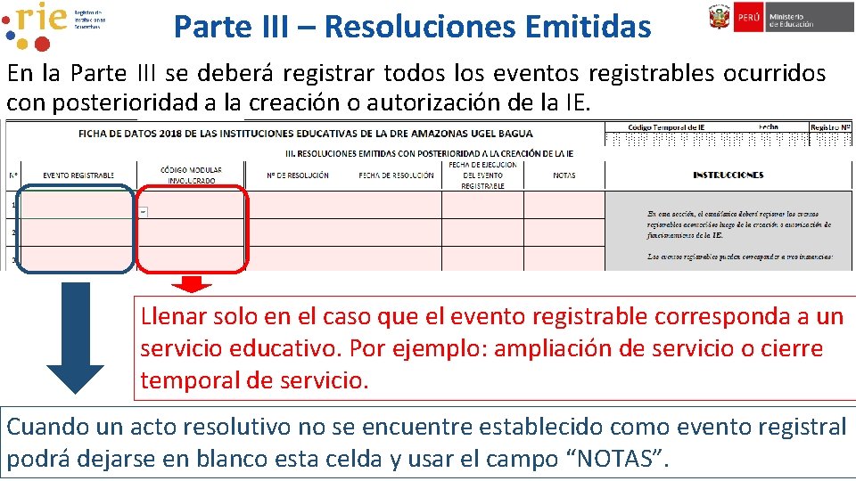 Parte III – Resoluciones Emitidas En la Parte III se deberá registrar todos los