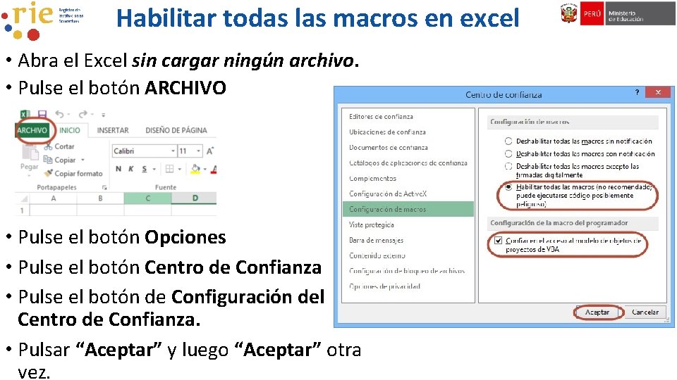 Habilitar todas las macros en excel • Abra el Excel sin cargar ningún archivo.