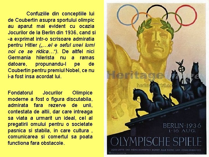  Confuziile din conceptiile lui de Coubertin asupra sportului olimpic au aparut mai evident