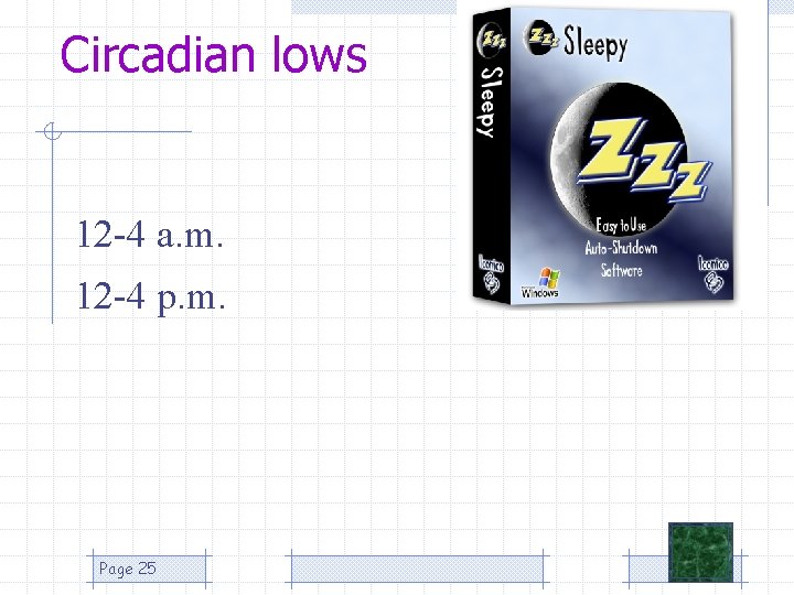 Circadian lows 12 -4 a. m. 12 -4 p. m. Page 25 