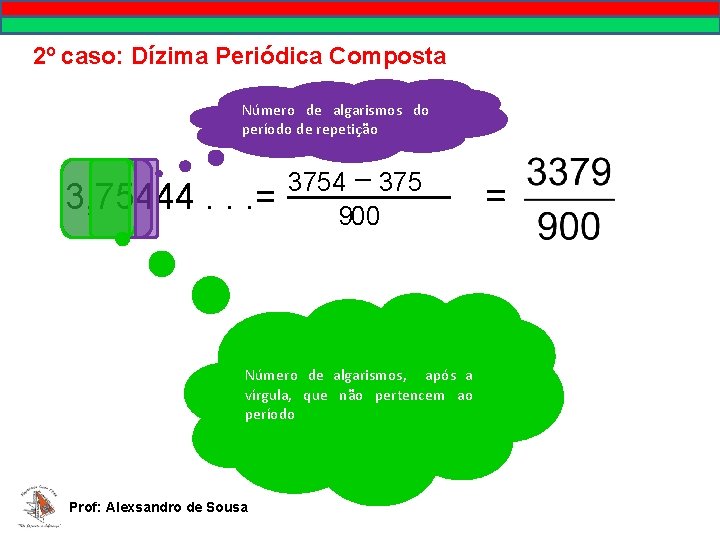 2º caso: Dízima Periódica Composta Número de algarismos do período de repetição 3754 –