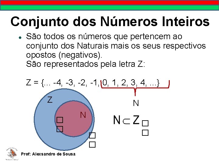 Conjunto dos Números Inteiros São todos os números que pertencem ao conjunto dos Naturais