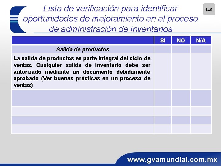 Lista de verificación para identificar oportunidades de mejoramiento en el proceso de administración de