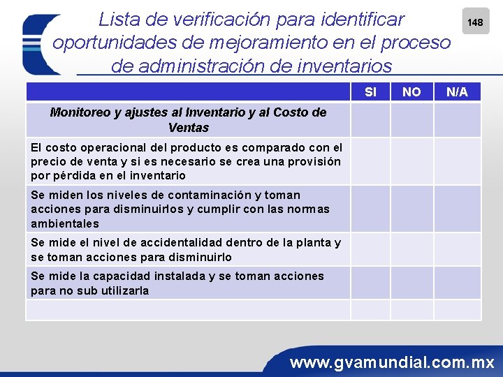 Lista de verificación para identificar oportunidades de mejoramiento en el proceso de administración de