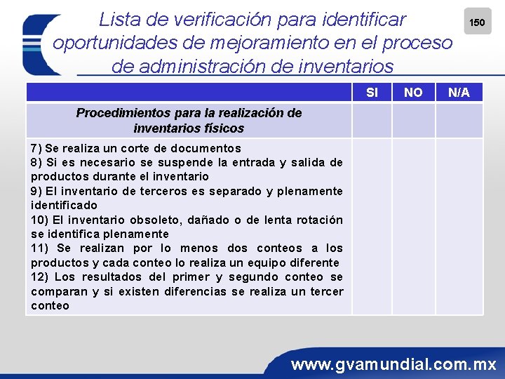 Lista de verificación para identificar oportunidades de mejoramiento en el proceso de administración de