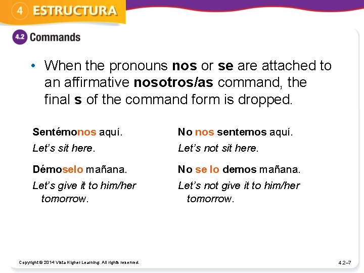• When the pronouns nos or se are attached to an affirmative nosotros/as • When the pronouns nos or se are attached to an affirmative nosotros/as
