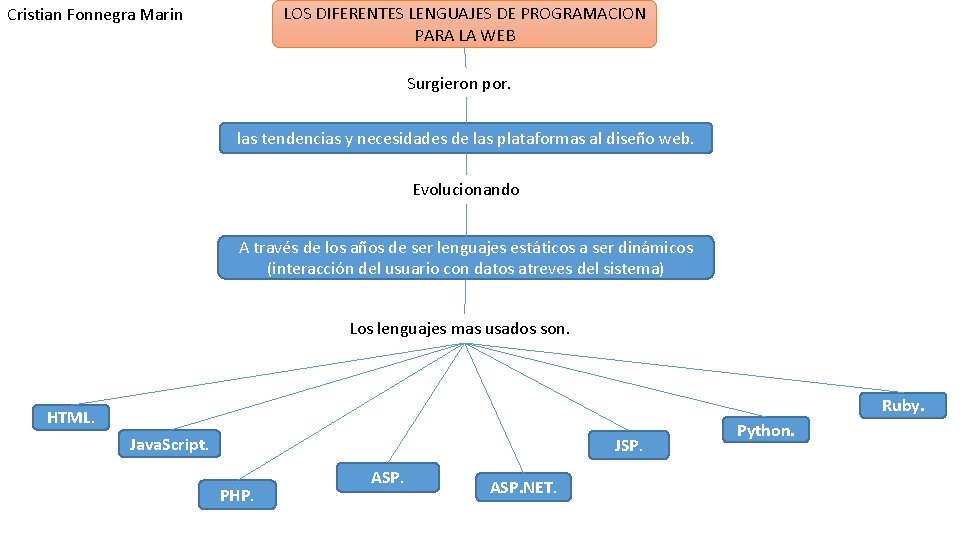 LOS DIFERENTES LENGUAJES DE PROGRAMACION PARA LA WEB Cristian Fonnegra Marin Surgieron por. las