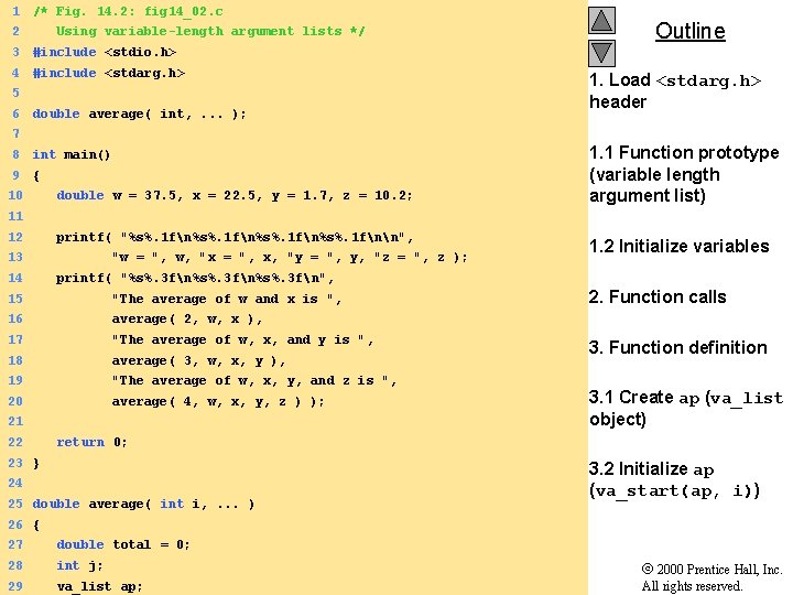 1 /* Fig. 14. 2: fig 14_02. c 2 Using variable-length argument lists */