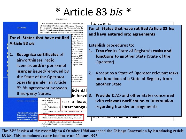 * Article 83 bis* Transfer of certain functions and duties For all States that