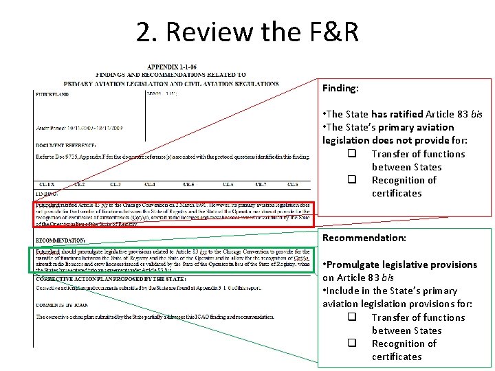 2. Review the F&R Finding: • The State has ratified Article 83 bis •