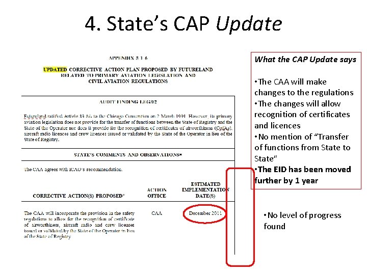 4. State’s CAP Update What the CAP Update says • The CAA will make