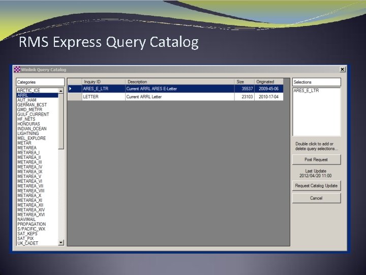 RMS Express Query Catalog 