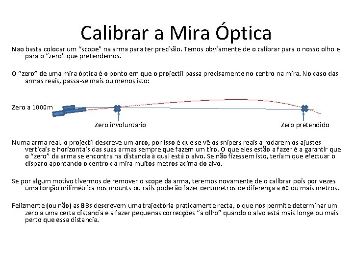 Calibrar a Mira Óptica Nao basta colocar um “scope” na arma para ter precisão.