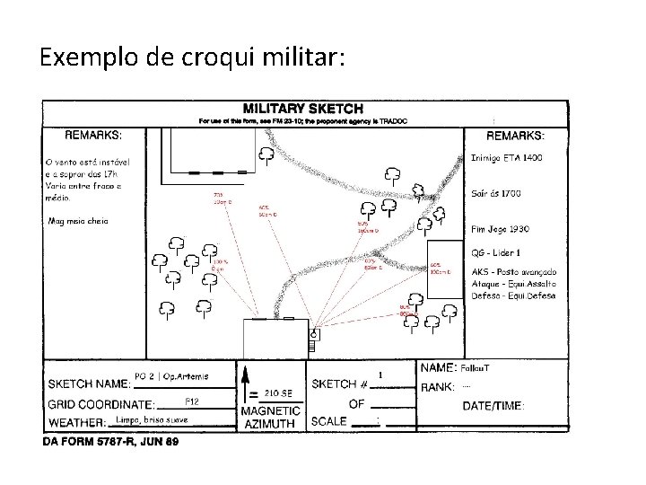 Exemplo de croqui militar: 