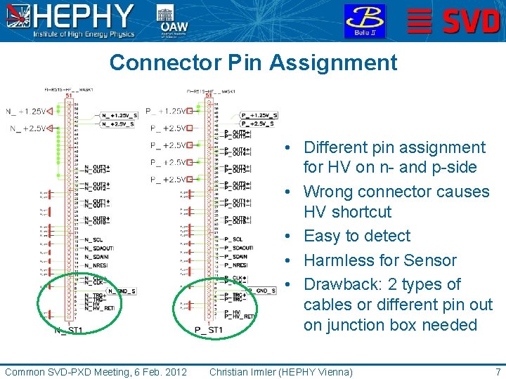 Connector Pin Assignment • Different pin assignment for HV on n- and p-side •