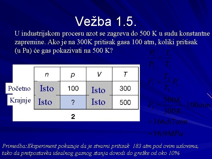 Vežba 1. 5. U industrijskom procesu azot se zagreva do 500 K u sudu