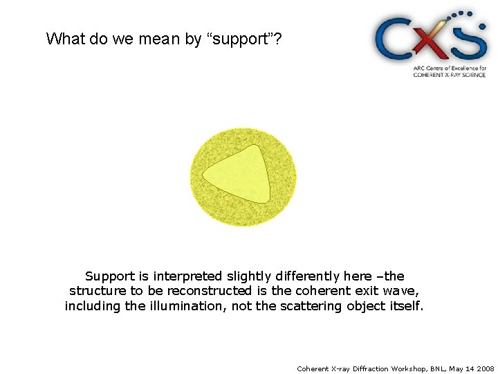 What do we mean by “support”? Support is interpreted slightly differently here –the structure