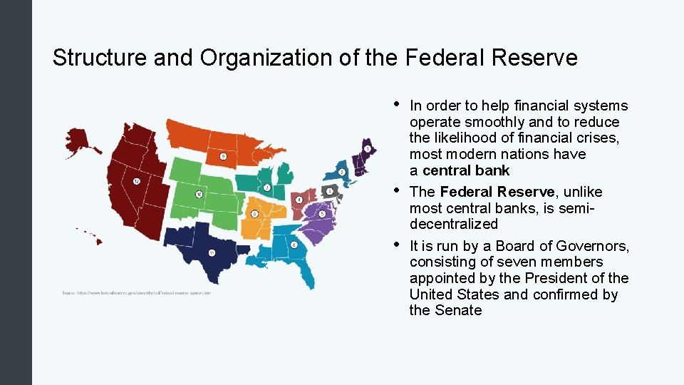 Structure and Organization of the Federal Reserve • • • In order to help