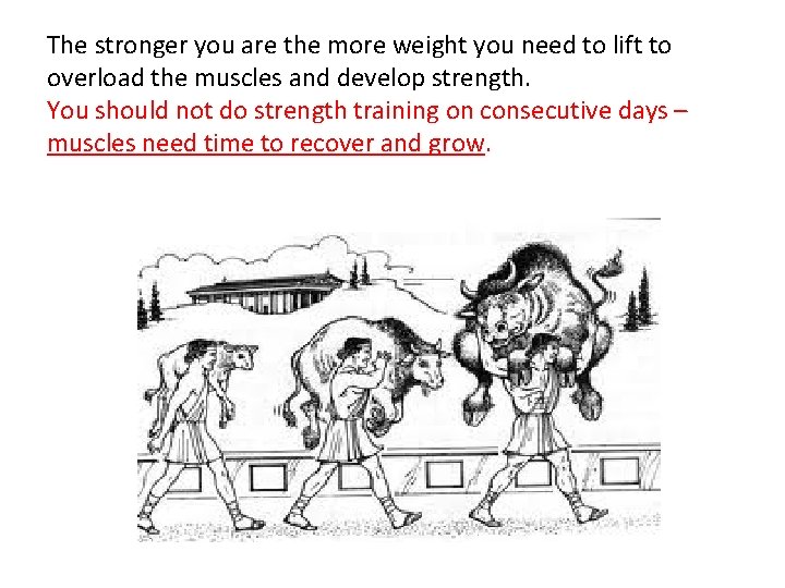 The stronger you are the more weight you need to lift to overload the