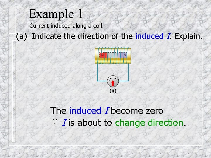 Example 1 Current induced along a coil (a) Indicate the direction of the induced