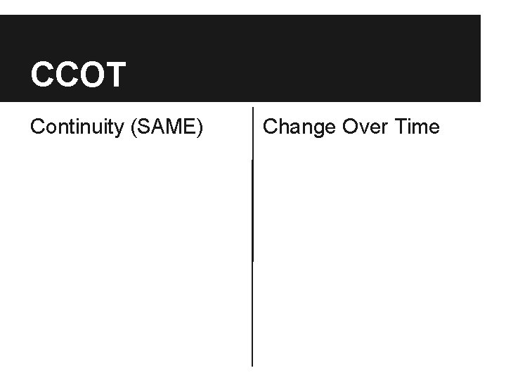 CCOT Continuity (SAME) Change Over Time 