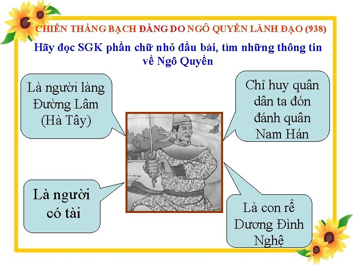 CHIẾN THẮNG BẠCH ĐẰNG DO NGÔ QUYỀN LÃNH ĐẠO (938) Hãy đọc SGK phần