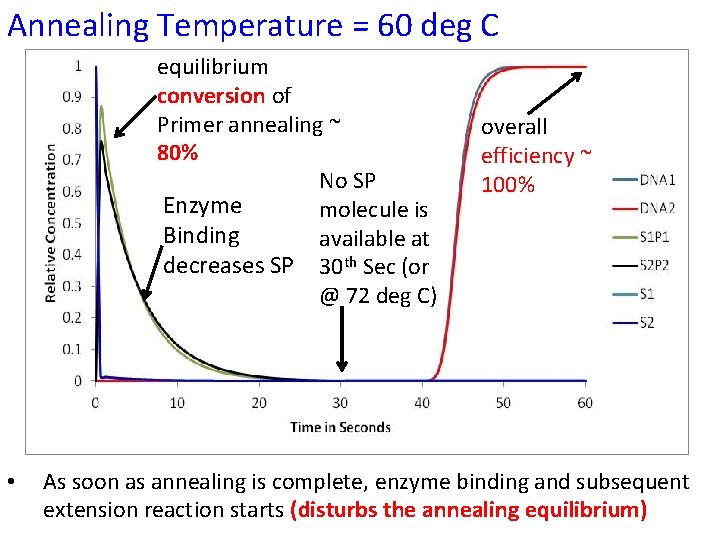 Annealing Temperature = 60 deg C equilibrium conversion of Primer annealing ~ 80% No