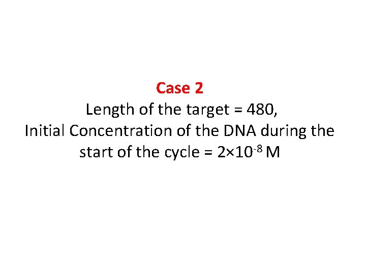 Case 2 Length of the target = 480, Initial Concentration of the DNA during