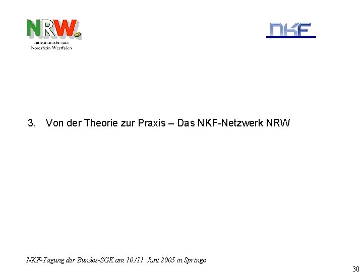 3. Von der Theorie zur Praxis – Das NKF-Netzwerk NRW NKF-Tagung der Bundes-SGK am