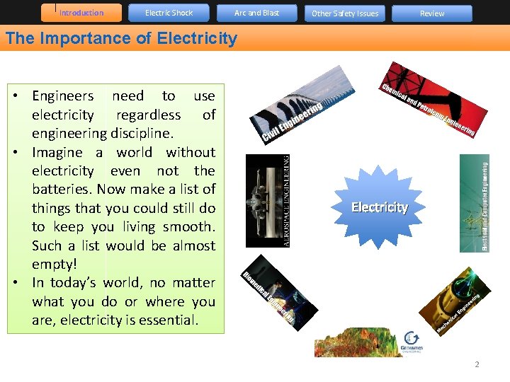 Introduction Electric Shock Arc and Blast Other Safety Issues Review The Importance of Electricity