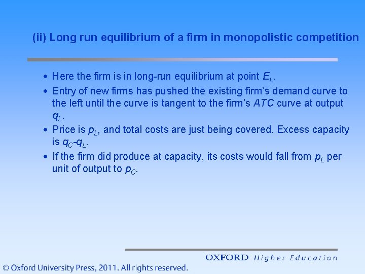 (ii) Long run equilibrium of a firm in monopolistic competition · Here the firm