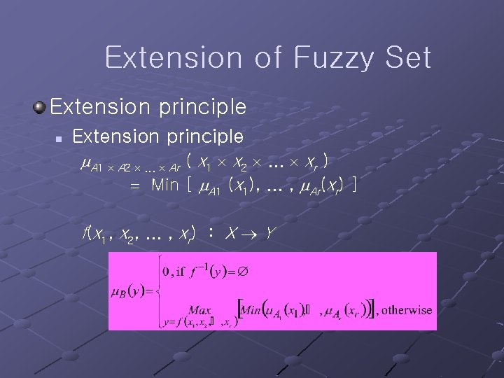 Extension of Fuzzy Set Extension principle n Extension principle A 1 A 2 .