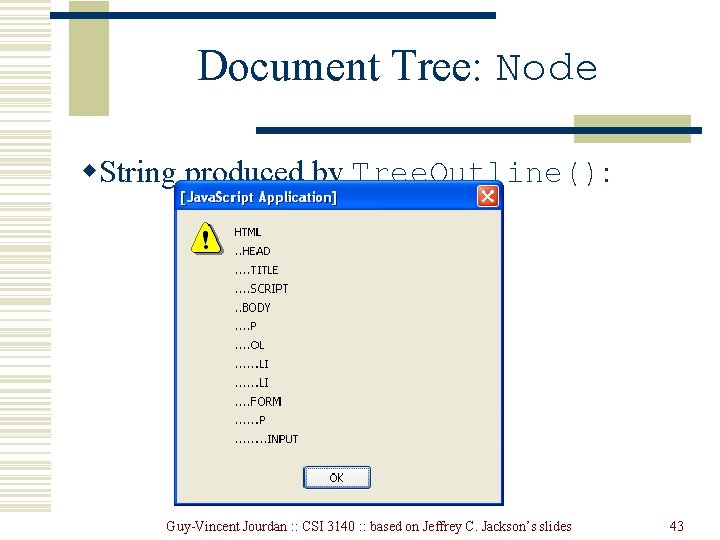 Document Tree: Node w. String produced by Tree. Outline(): Guy-Vincent Jourdan : : CSI Document Tree: Node w. String produced by Tree. Outline(): Guy-Vincent Jourdan : : CSI