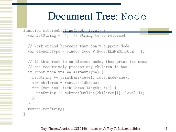 Document Tree: Node Guy-Vincent Jourdan : : CSI 3140 : : based on Jeffrey Document Tree: Node Guy-Vincent Jourdan : : CSI 3140 : : based on Jeffrey