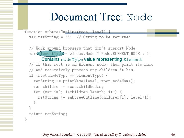 Document Tree: Node Contains node. Type value representing Element Guy-Vincent Jourdan : : CSI Document Tree: Node Contains node. Type value representing Element Guy-Vincent Jourdan : : CSI