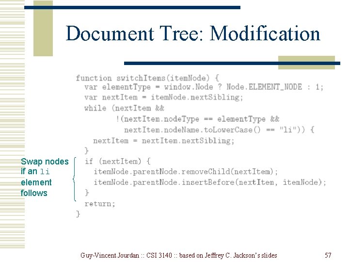 Document Tree: Modification Swap nodes if an li element follows Guy-Vincent Jourdan : : Document Tree: Modification Swap nodes if an li element follows Guy-Vincent Jourdan : :