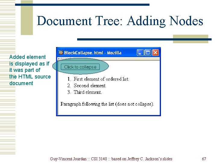 Document Tree: Adding Nodes Added element is displayed as if it was part of Document Tree: Adding Nodes Added element is displayed as if it was part of