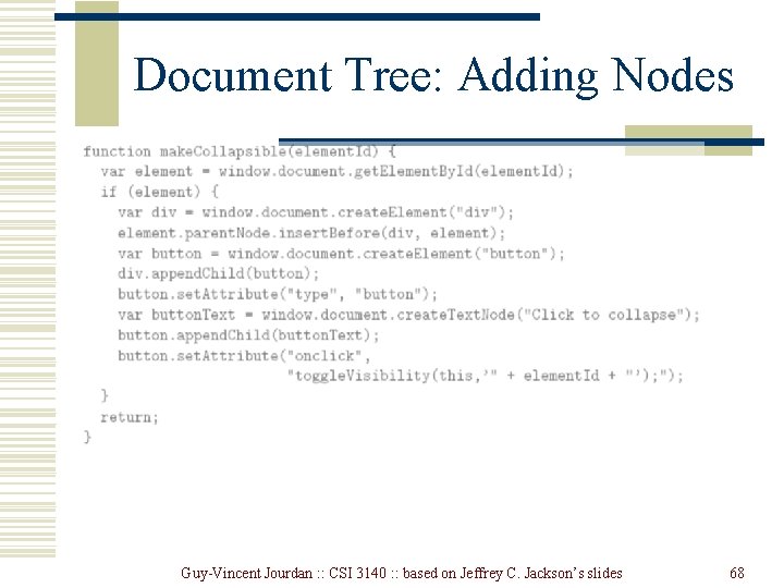 Document Tree: Adding Nodes Guy-Vincent Jourdan : : CSI 3140 : : based on Document Tree: Adding Nodes Guy-Vincent Jourdan : : CSI 3140 : : based on