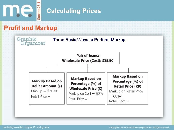 Section 27. 1 Calculating Prices Profit and Markup Three Basic Ways to Perform Markup
