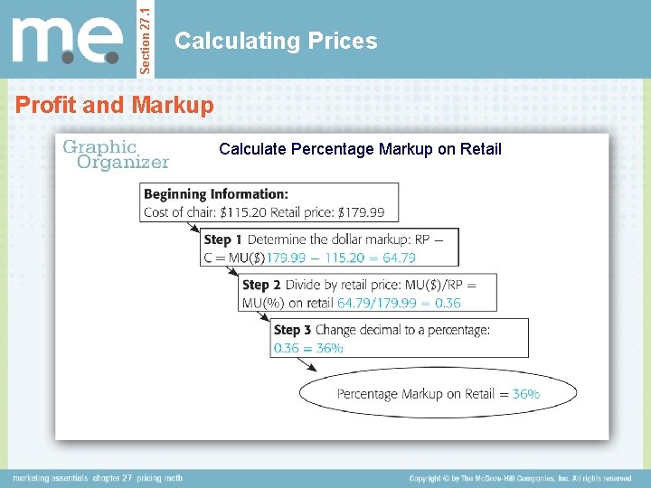 Section 27. 1 Calculating Prices Profit and Markup Calculate Percentage Markup on Retail 